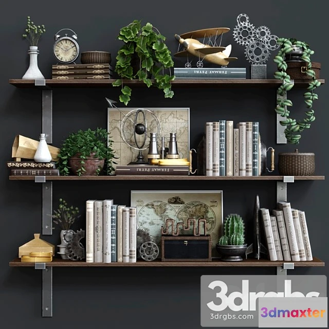 924606 - Decorative set Shelf industrial plank rh