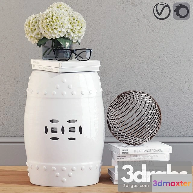 924764 - Decorative set with ceramic garden stool