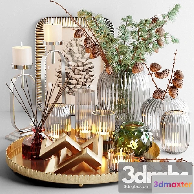 924838 - Decorative set with larch branch and candles