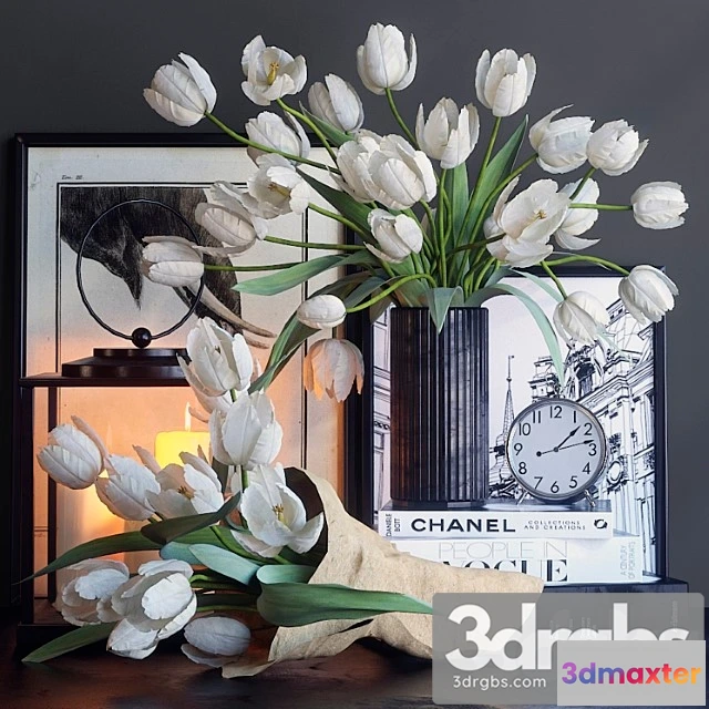 924896 - Decorative set with white tulips