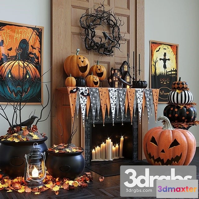 925110 - Fireplace With Halloween Decor