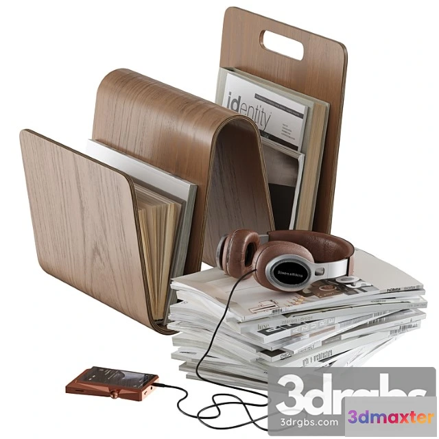 925302 - Magazine Rack Holder Book Stack Headphone Floor Accessories Decor