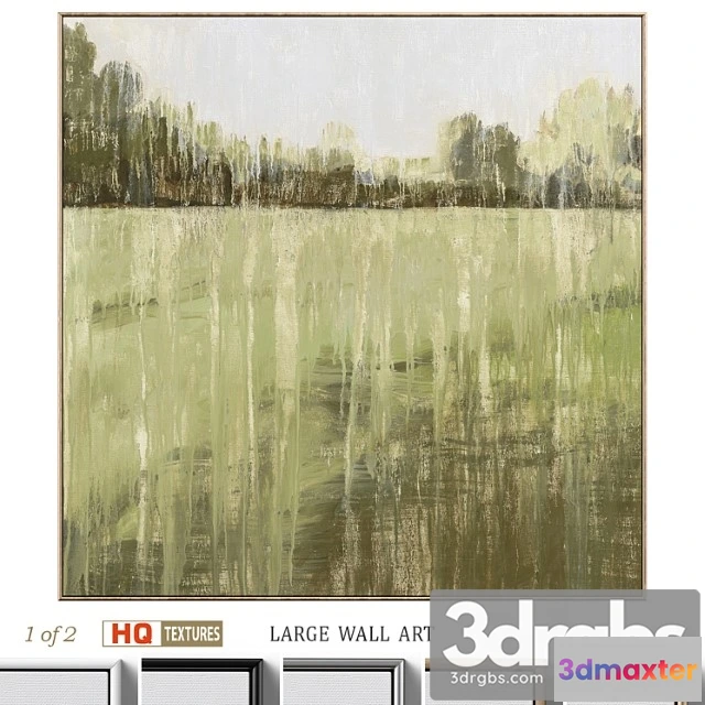 1020228 - Green accent abstract landscape large wall art c-552