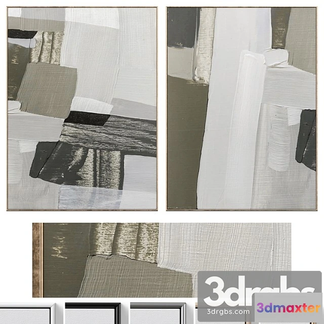 1020328 - Large mid-century abstract neutral wall art c-674