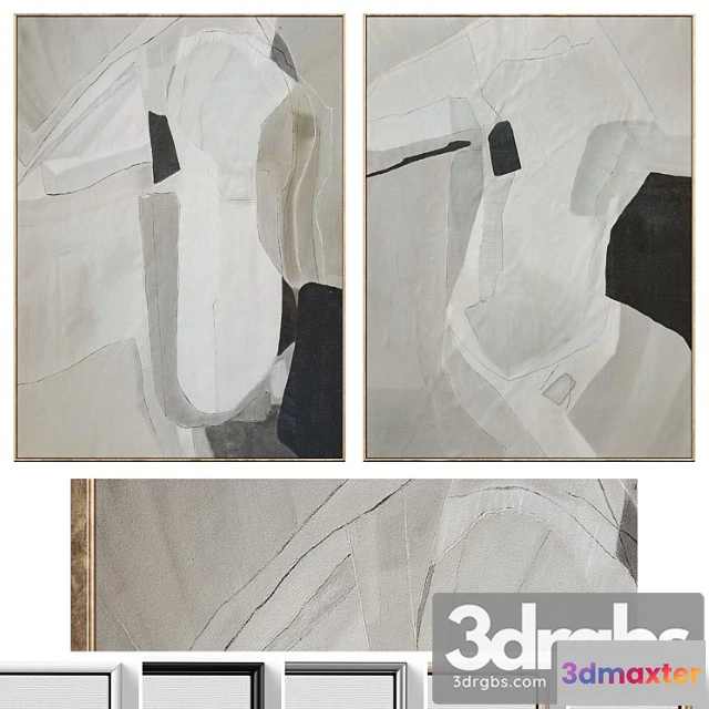 1020330 - Large mid-century abstract neutral wall art c-864