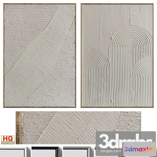 1020342 - Mid-century beige textural plaster wall art c-460