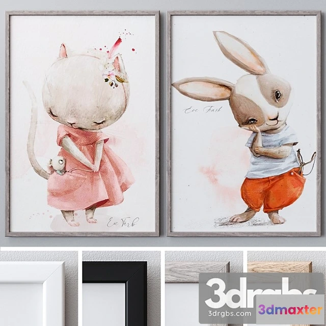 1020740 - Set of framed paintings 1138