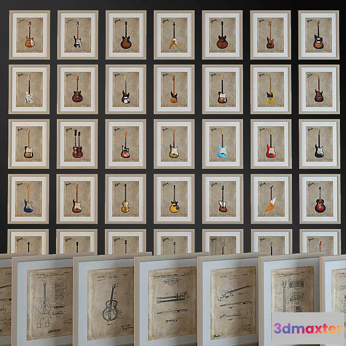 1282158 - Mark Rogan - Classic Guitars. Poster. - No.2 3D Max