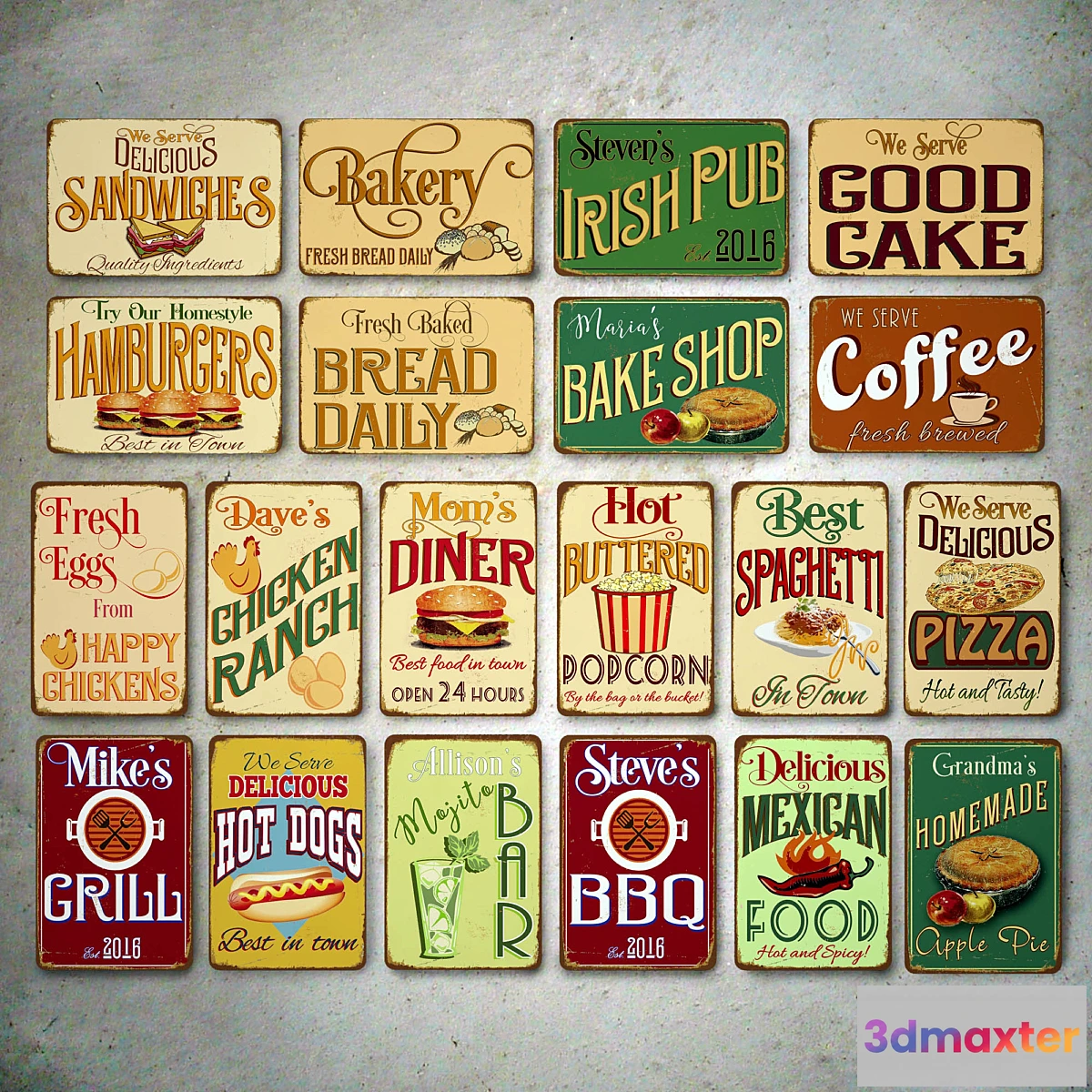 1289398 - Classic Metal Signs Bar 3D Max