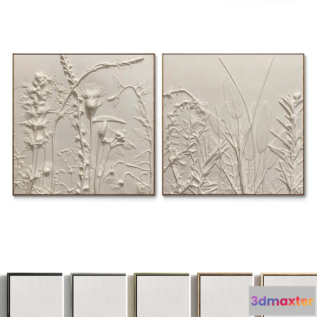 1312610 - Plaster two square photo frames D-176 - No.2 3D Max