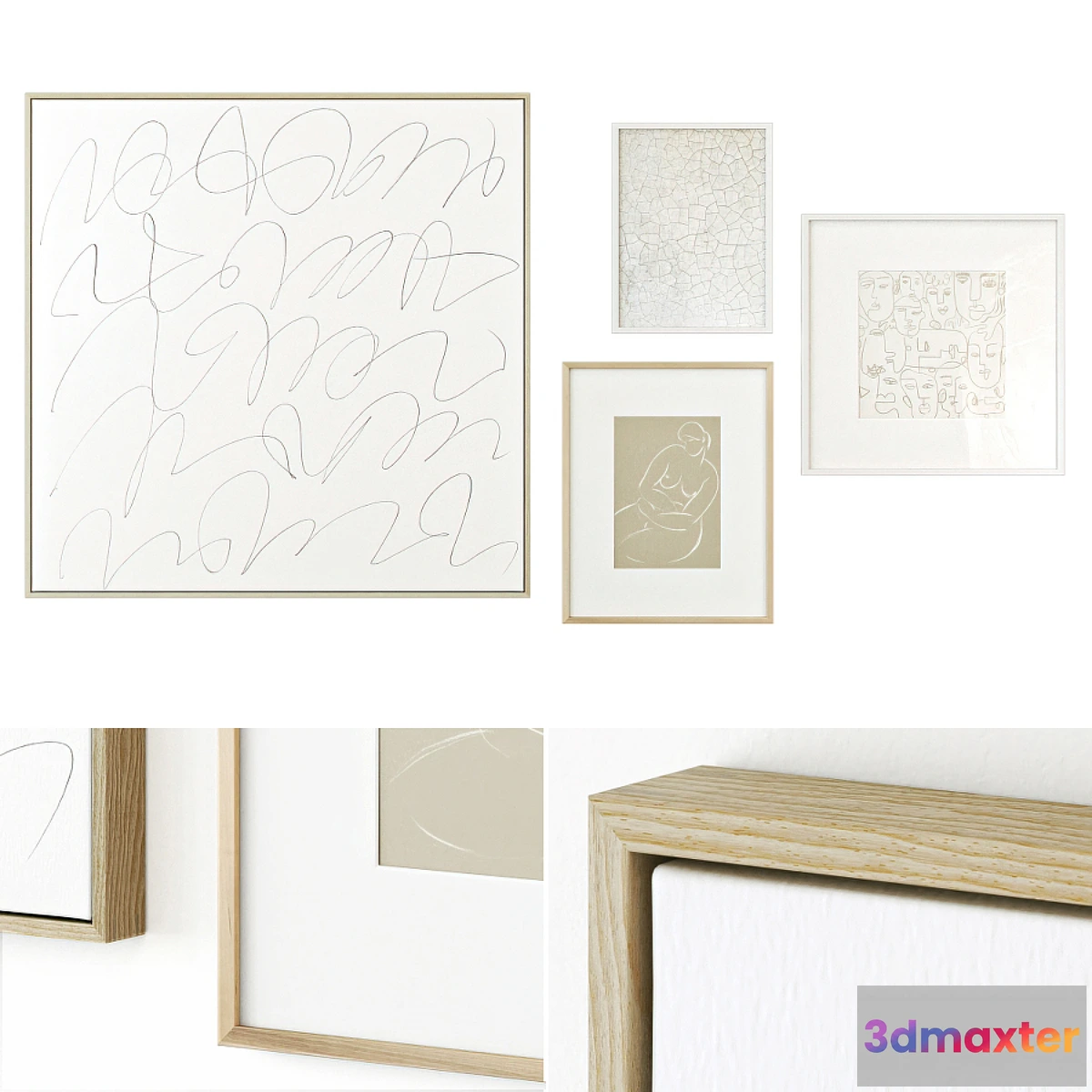 1326179 - Abstract posters with painting on canvas 3D Max