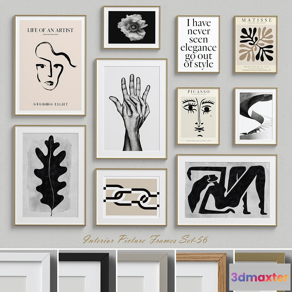 1343913 - Interior Picture Frames Set-56 3D Max