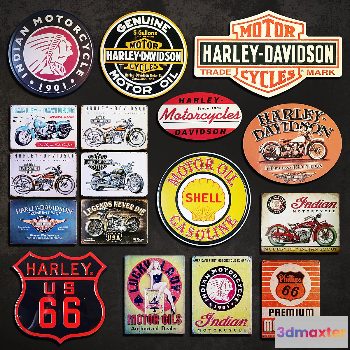 1396484 - Metal Signs №10. Motorcycles 3D Max