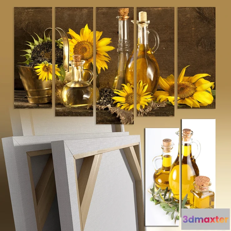 1415520 - Triptych oil sunflowers 3D Max
