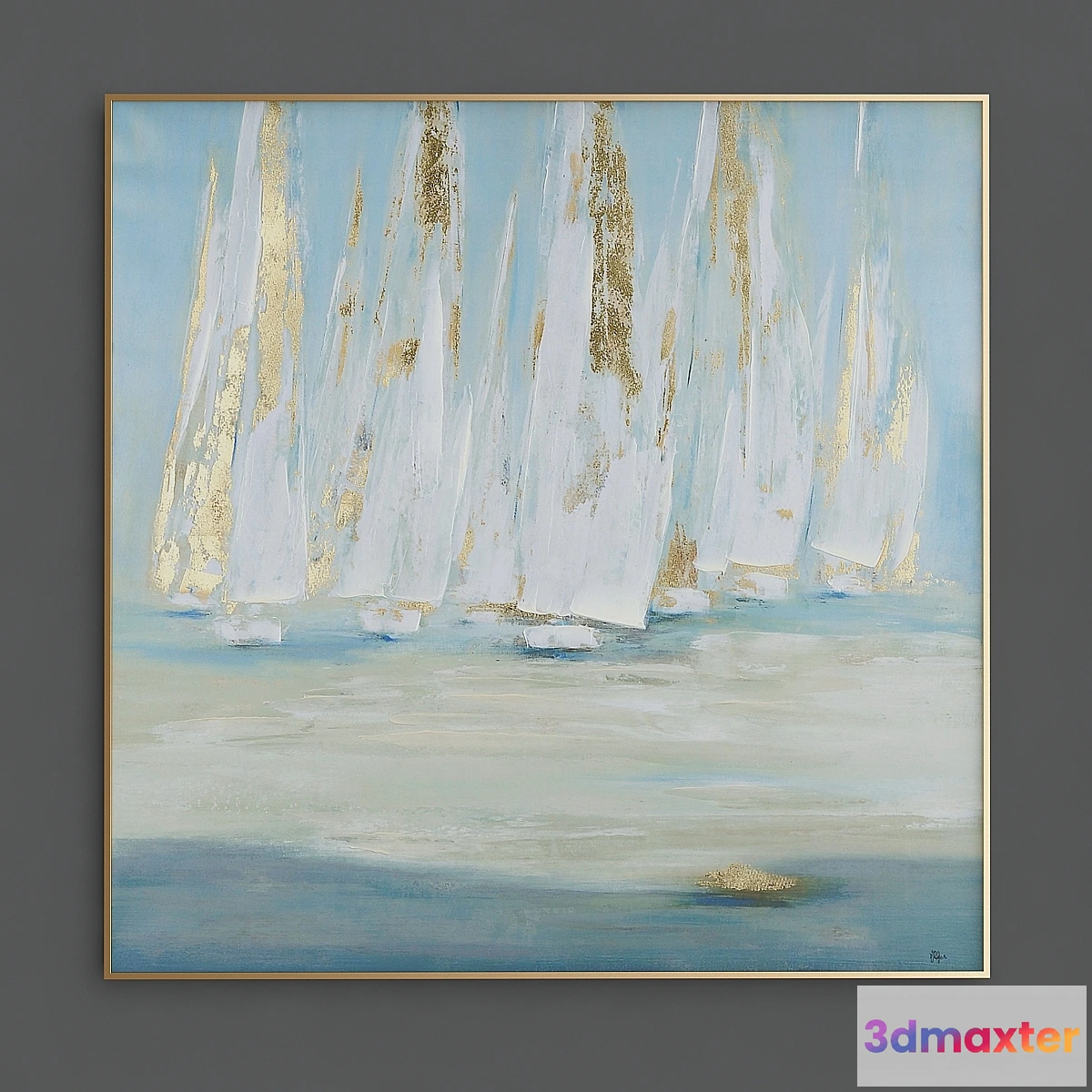 1419564 - Blue And Gray Wall Art Canvas 3D Max