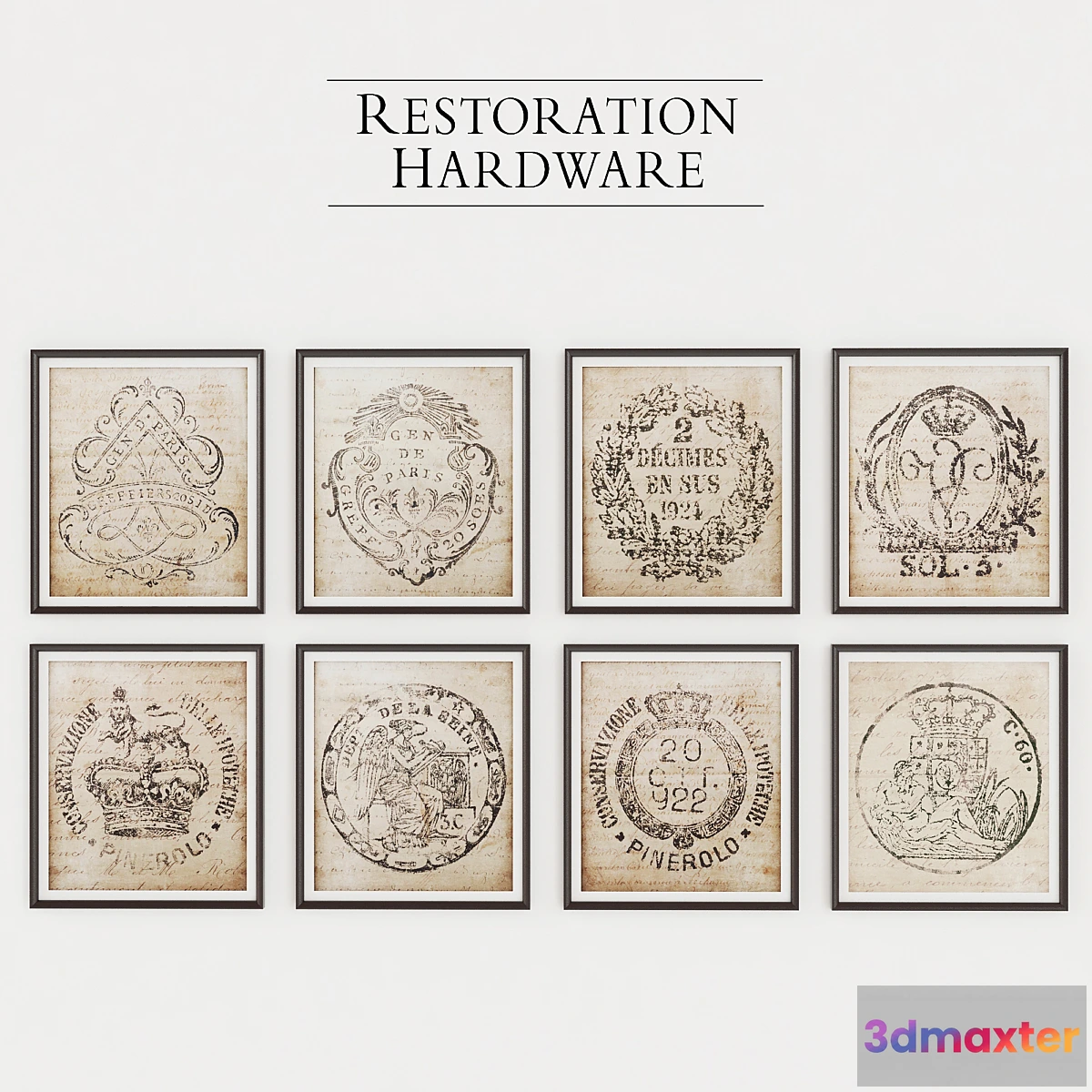 1432970 - 18’th C European document seals 3D Max