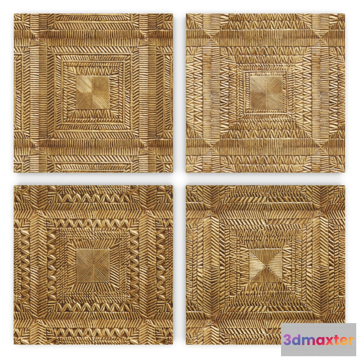 1438400 - Brass Clad Square Wall Panel Collection 3D Max
