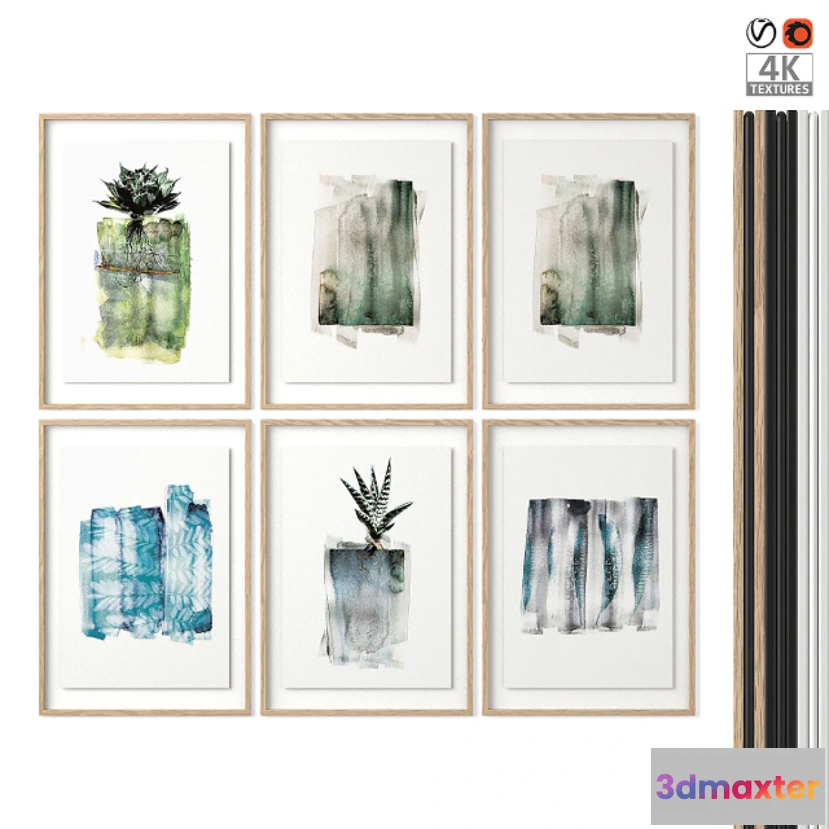 1447552 - Poster Set “Watercolor Plants” 3D Max