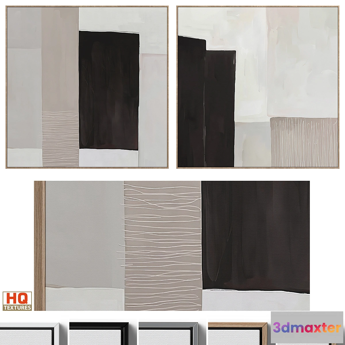 1449730 - Large Abstract Neutral Wall Art C-440 3D Max