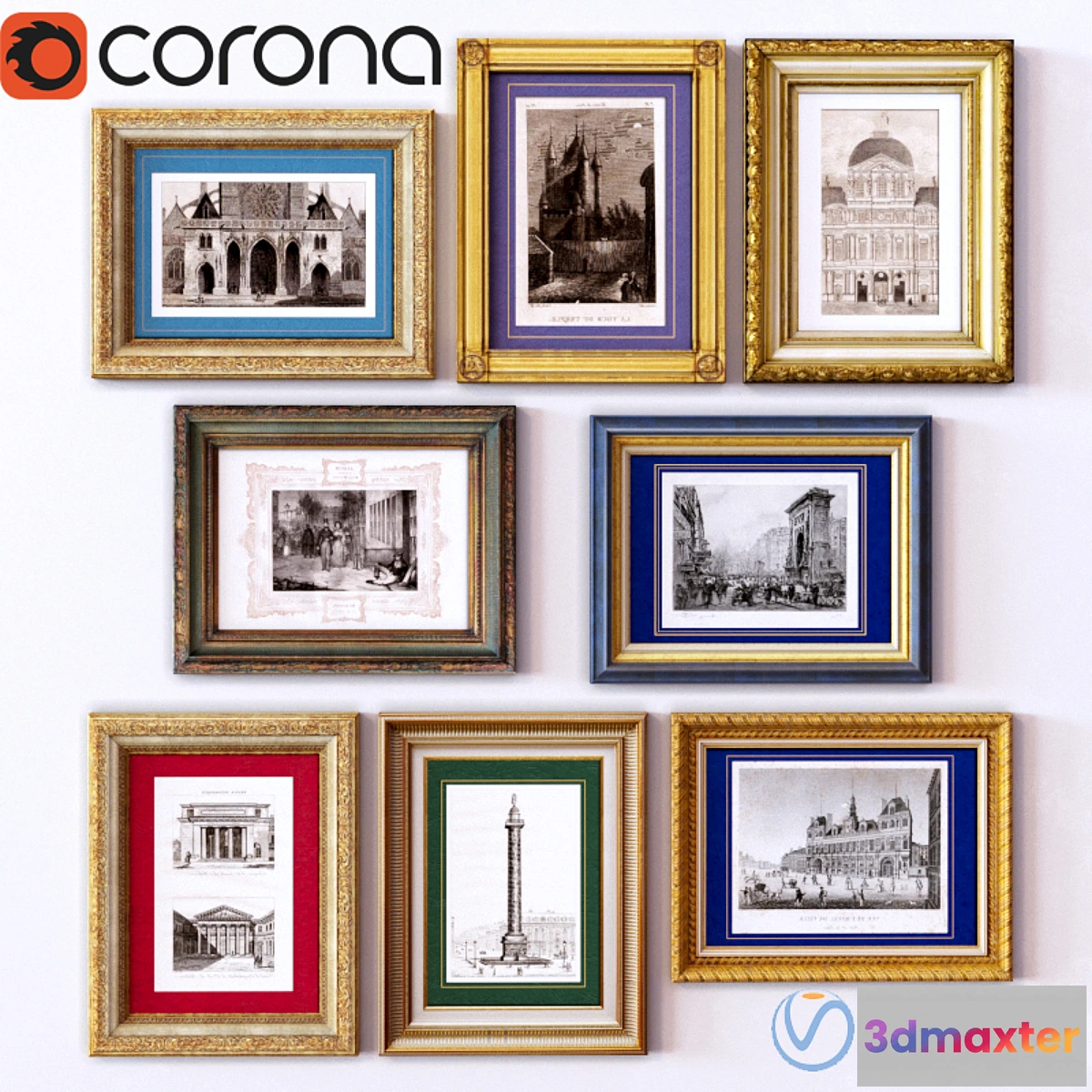 1452234 - Pictures in frame 12 3D Max