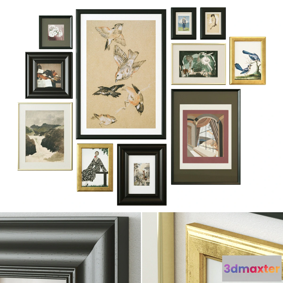 1455420 - Vintage poster set 3D Max