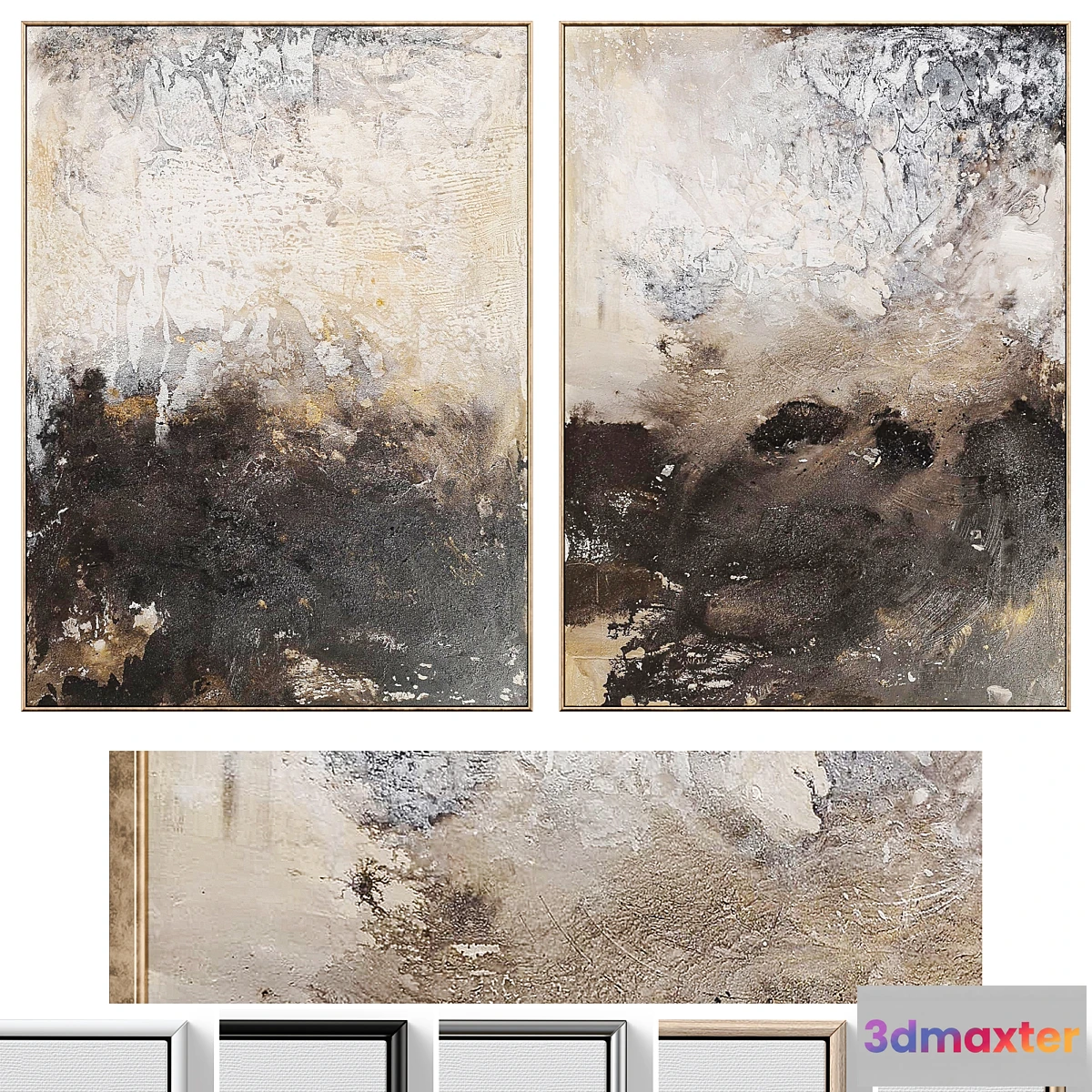 1460736 - Large Brown Abstract Textured Wall Art C-675 3D Max