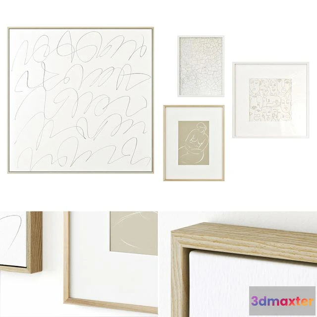 1545468 - Abstract posters with painting on canvas 3D Max