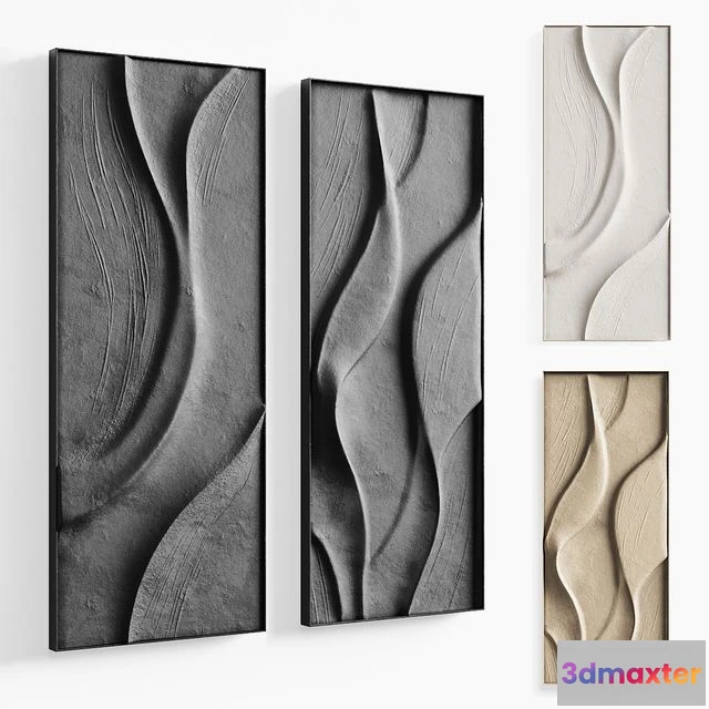 1551341 - Folded wall art set 02 in three colors 3D Max