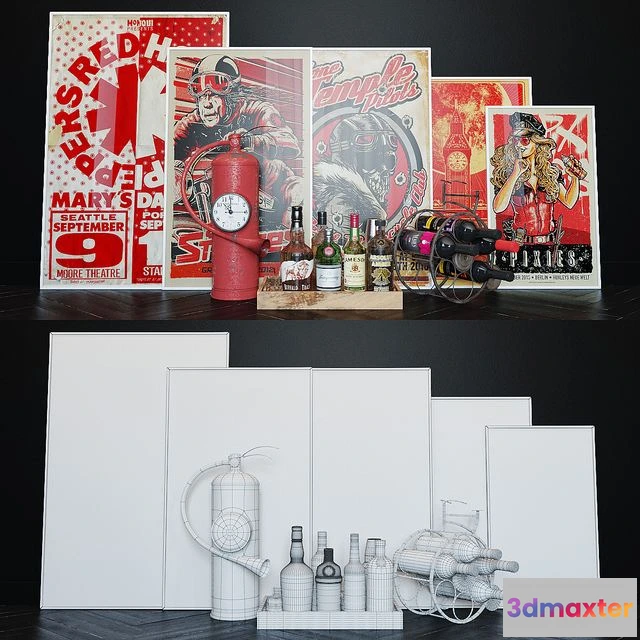1559097 - Bar set with poster 3D Max