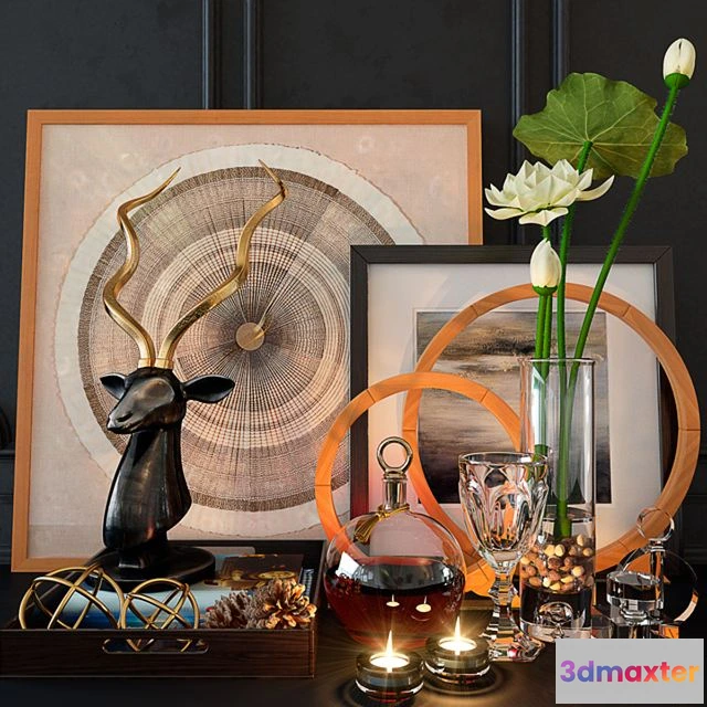 1563191 - Decoration set 3 with wineglass 3D Max