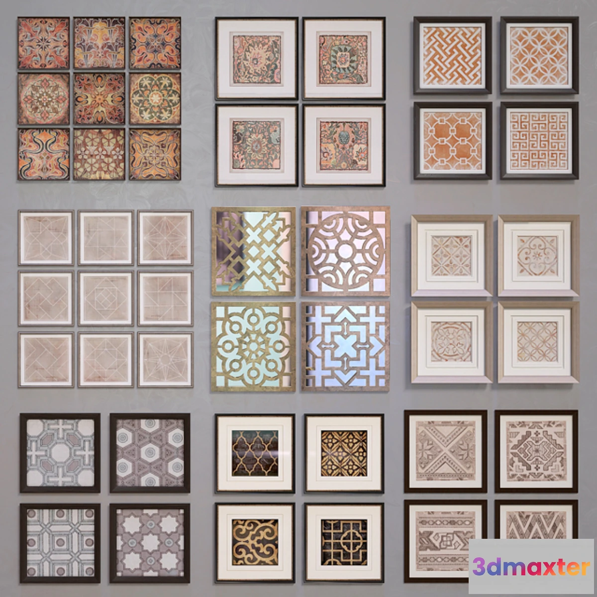 638891 - Framed ornamentals 9 sets 46 things