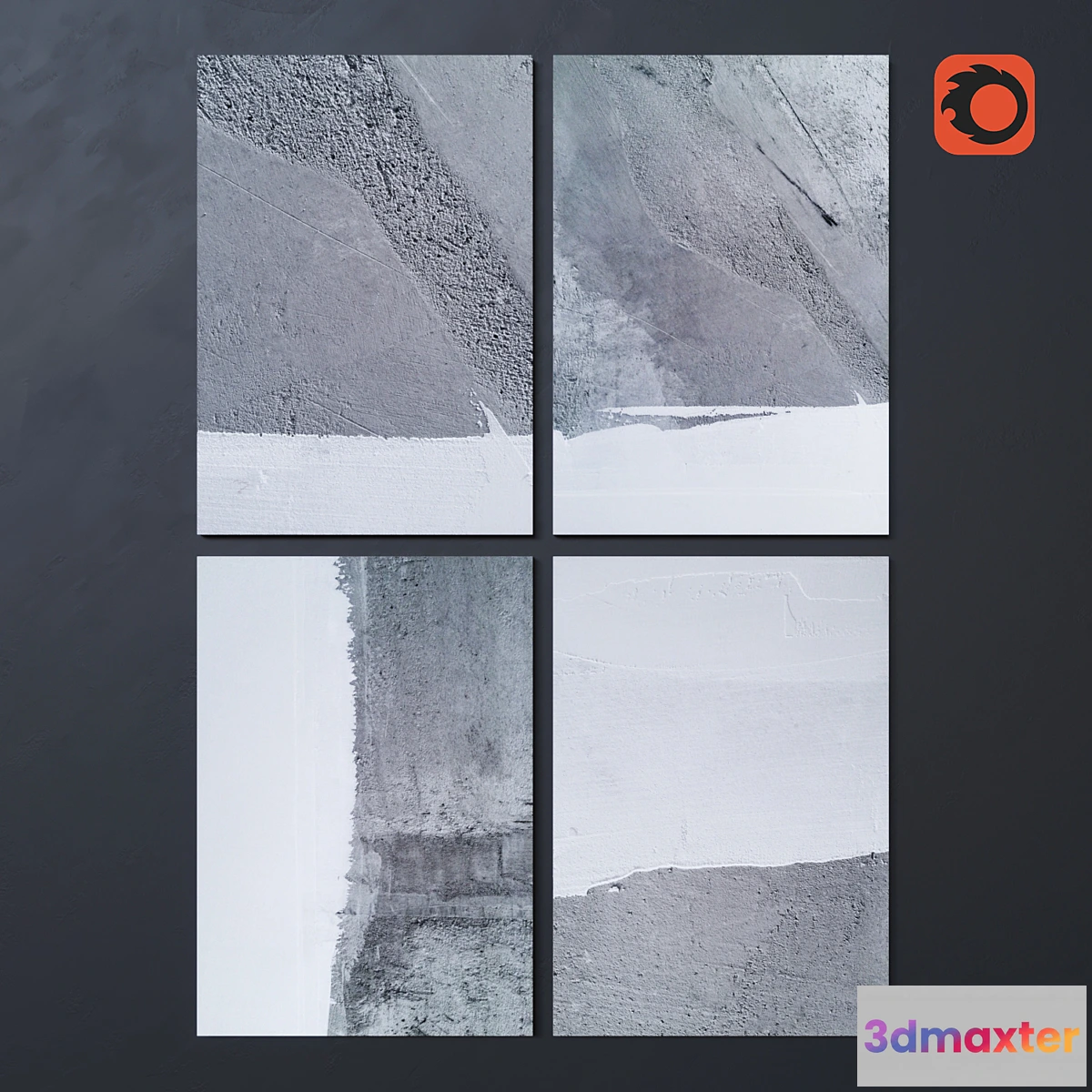 665001 - Set of paintings Moonlight winter