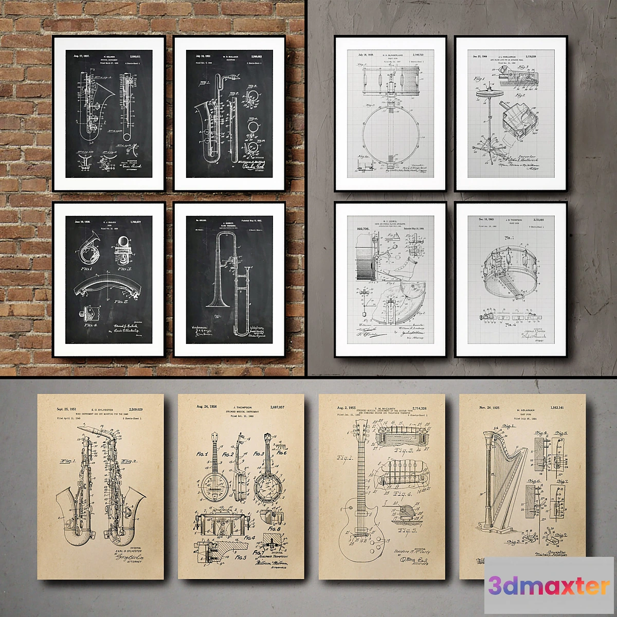 674153 - The picture in the frame. 115. Collection of Musical Instruments