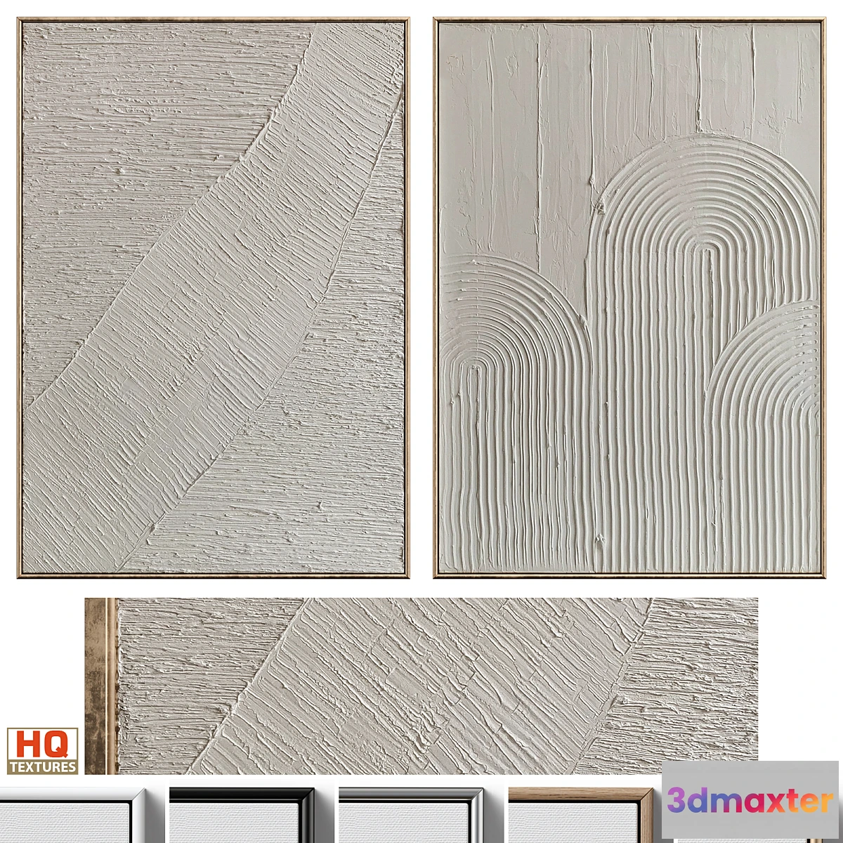 704862 - Mid-Century Beige Textural Plaster Wall Art C-460