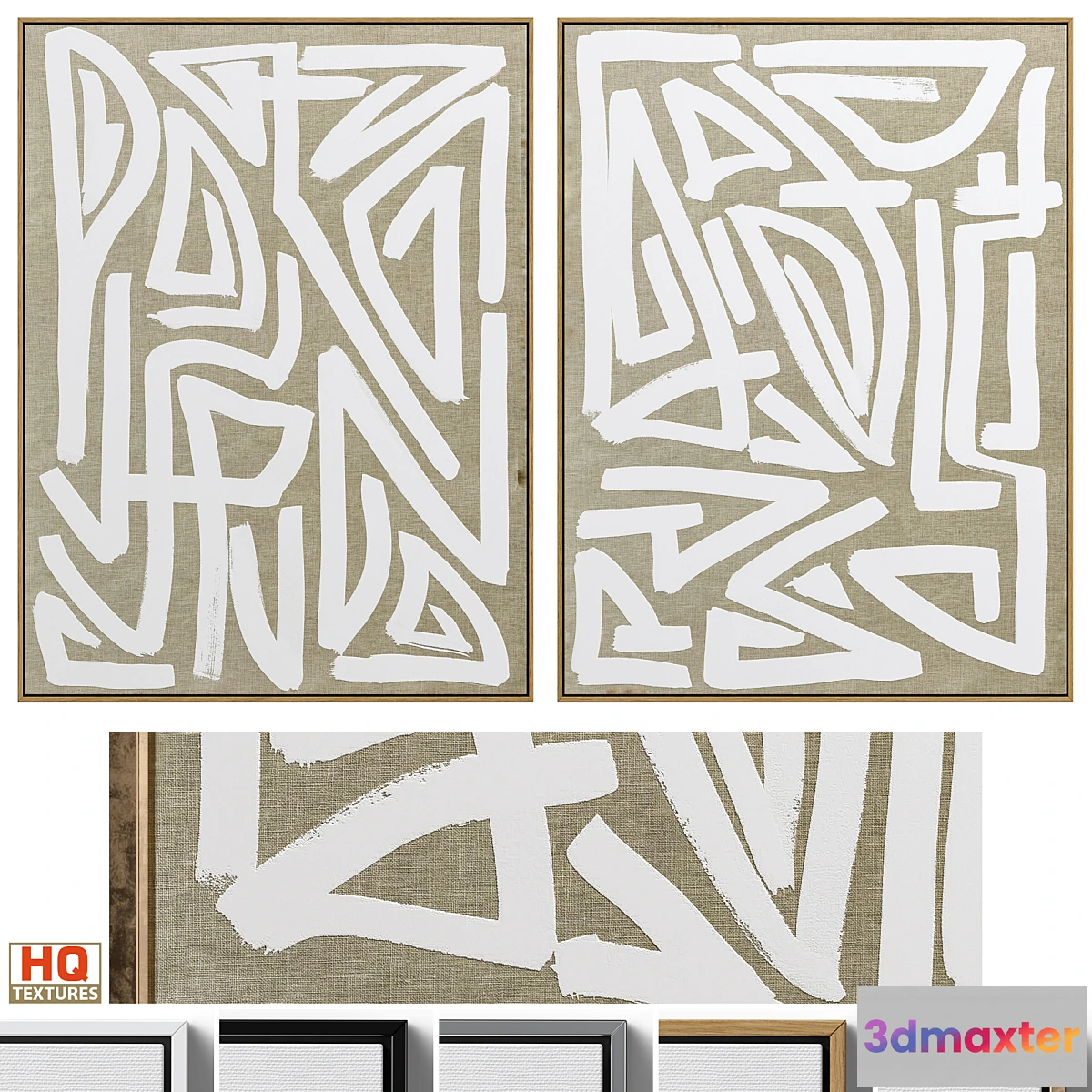 769713 - Large Mid-Century Abstract Neutral Wall Art C-446 - No.3