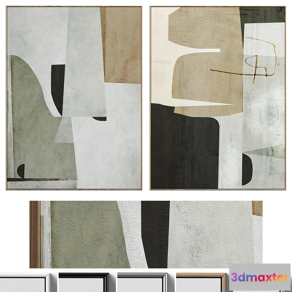 769729 - Large Mid-Century Abstract Neutral Wall Art C-410 - No.2