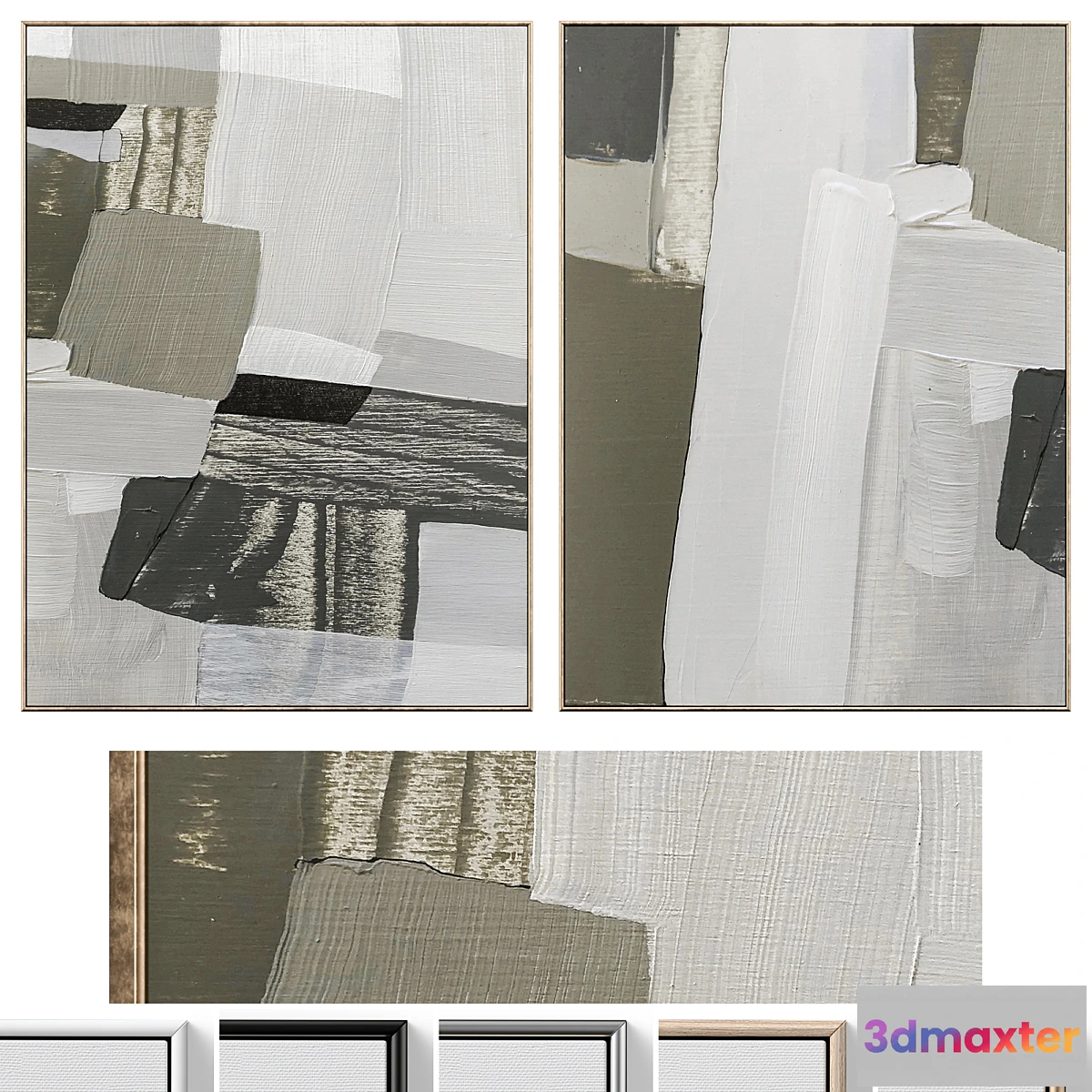 769869 - Large Mid-Century Abstract Neutral Wall Art C-674 - No.2