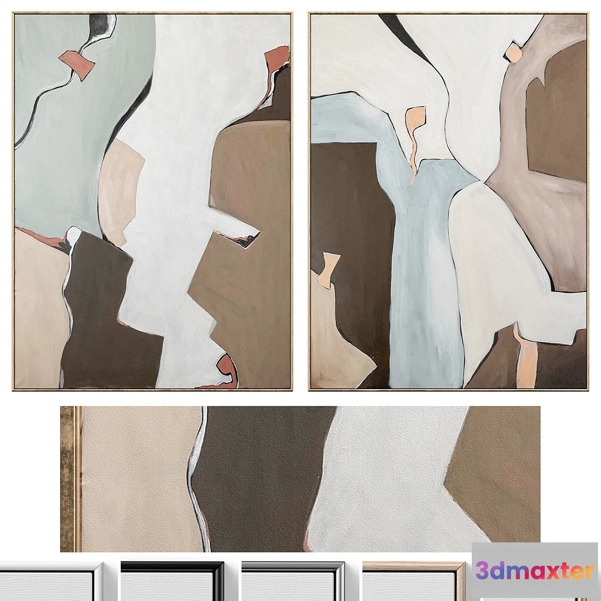 769879 - Large Mid-Century Abstract Neutral Wall Art C-871 - No.2