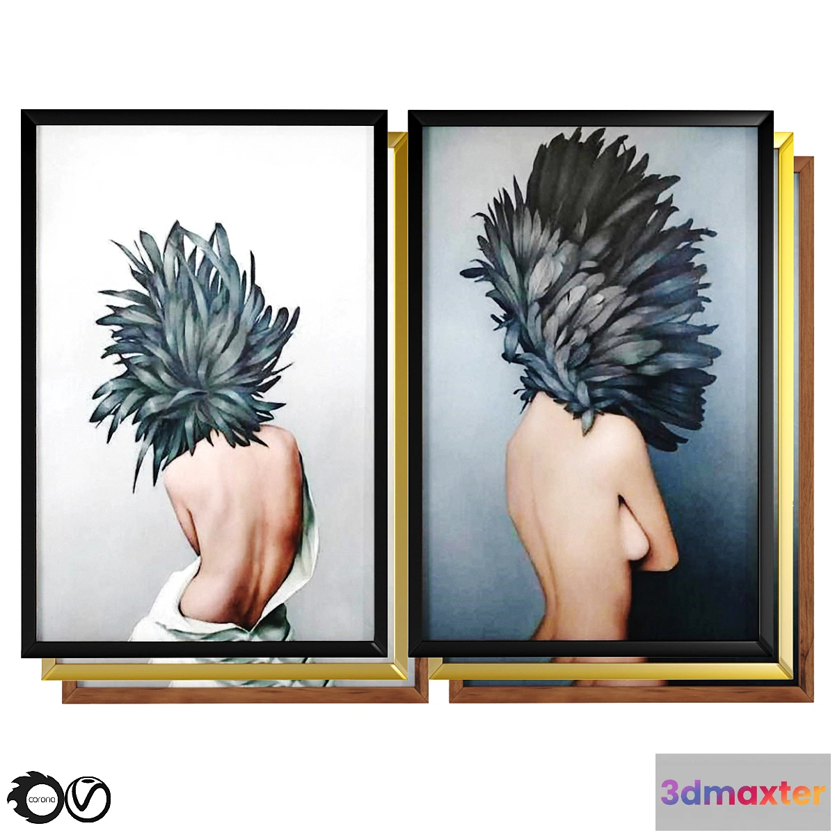 850871 - Art Frams 7- Girl With Feather By 3 Frams - No.3