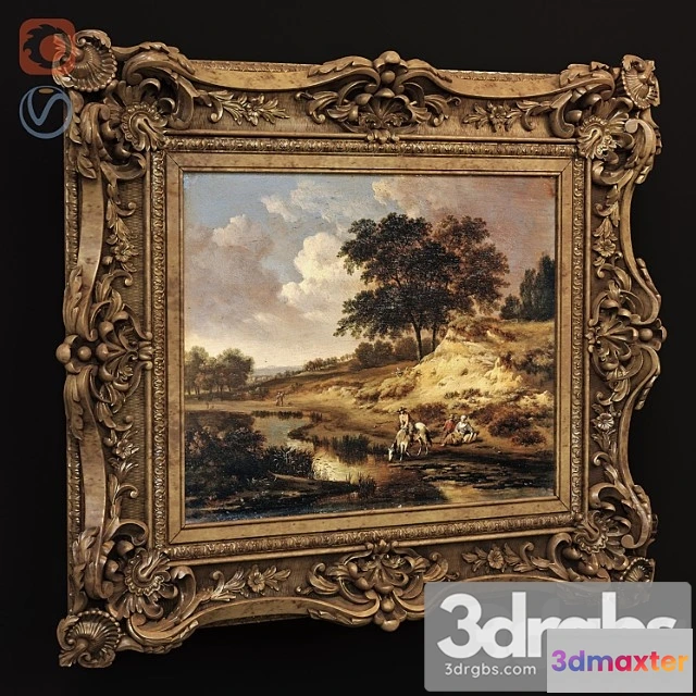 926746 - Picture in a carved frame.