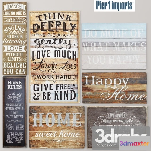 927076 - Set Board Painting Signs Wooden Decor Eco Design 1