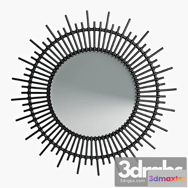 1021122 - Soleil mirror in black lacquered rattan