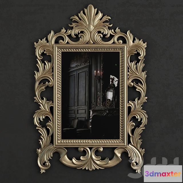 1082000 - Gold Rectangular Mirror Carving - 215557