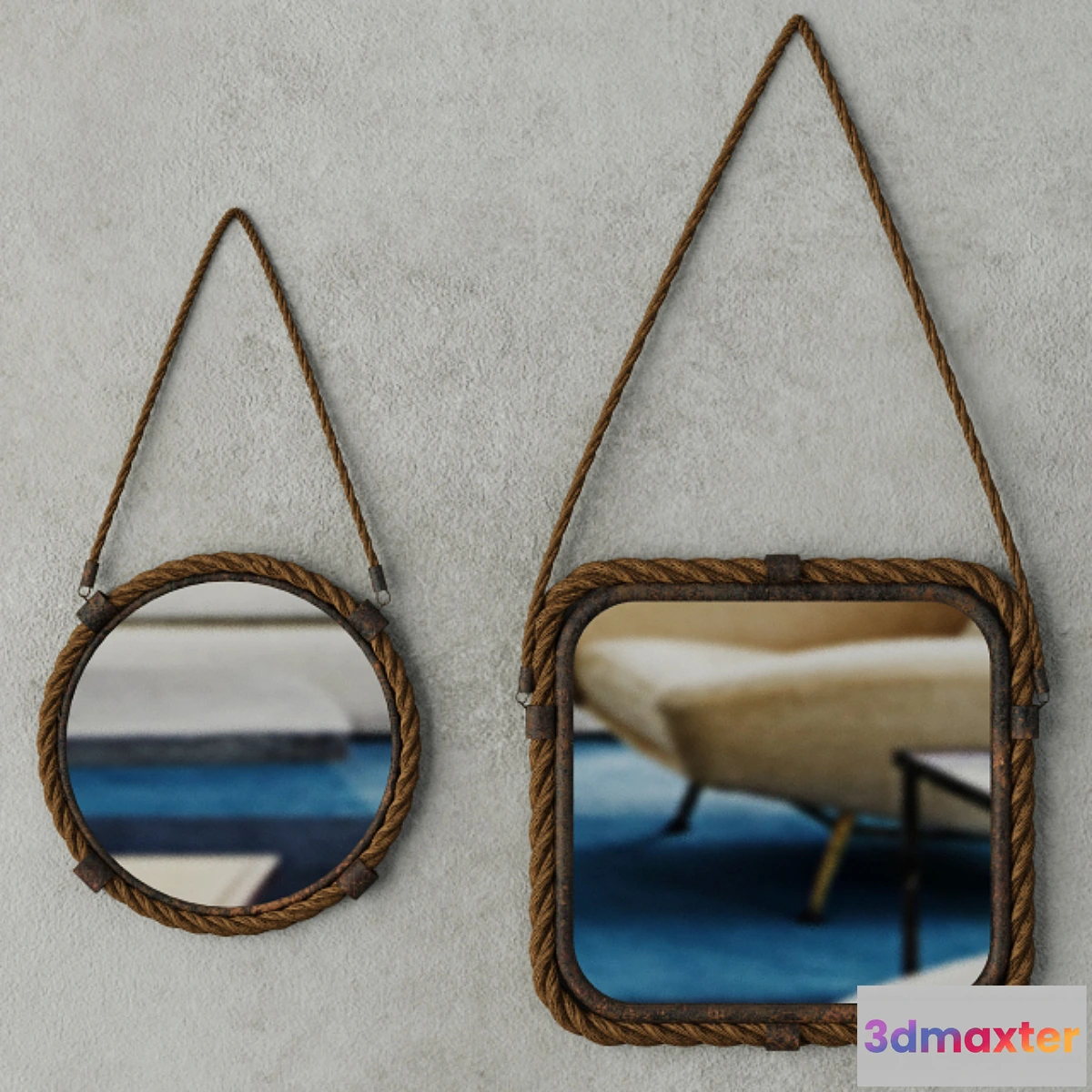 1276192 - Molyneux Jute & Metal Mirror Set 3D Max