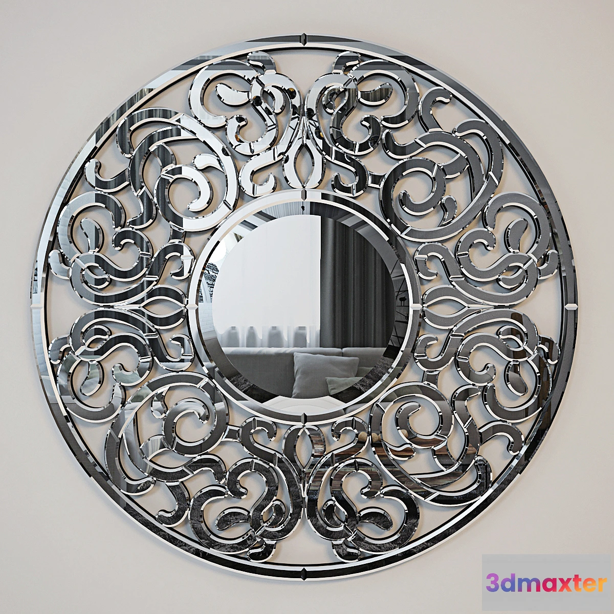 1281224 - Ornate Round Mirror 3D Max