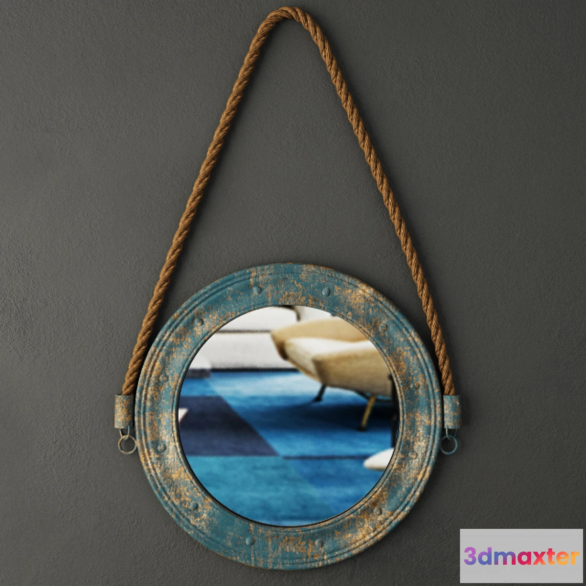 1284928 - Round Blue Metal Mirror _ ZARA HOME 3D Max