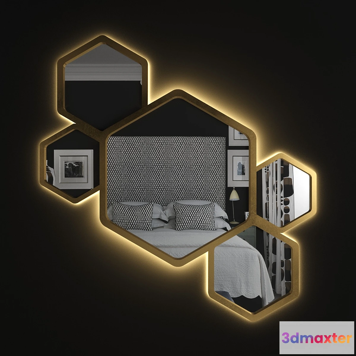 1296807 - Hexagon Golden Mirror 3D Max