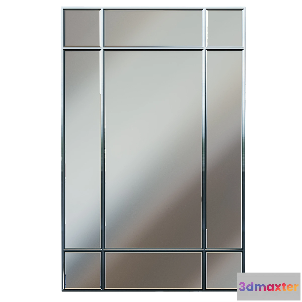 1329035 - Rectangular mirror in chrome frame KFG048 3D Max