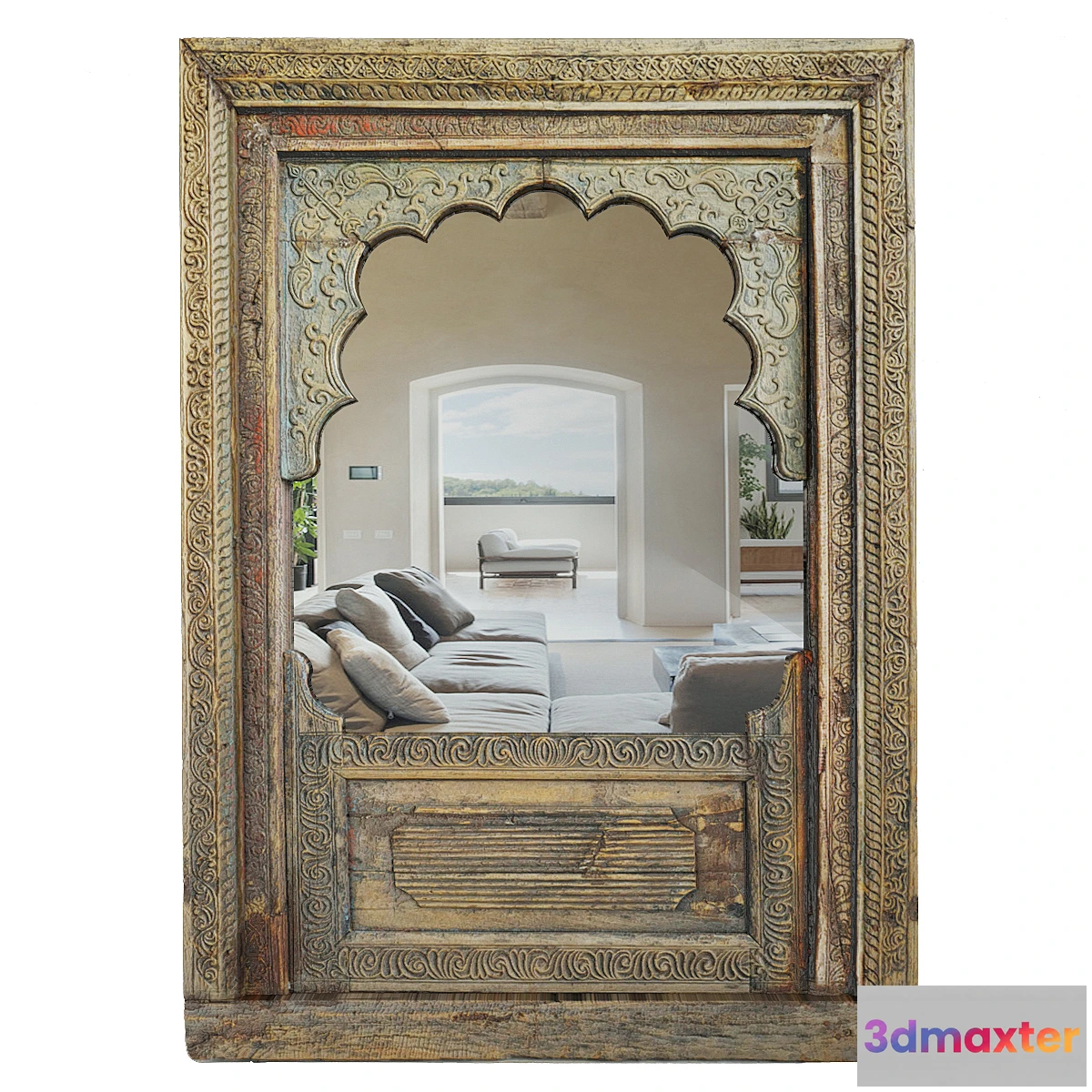1406898 - Antique Rajasthan Balcony Mirror 3D Max