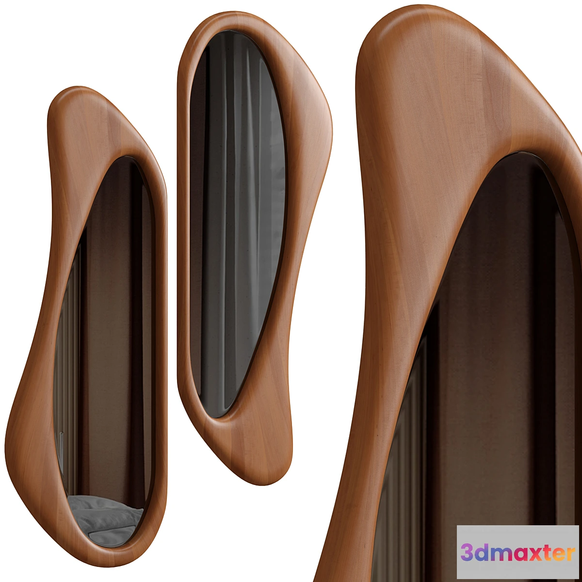 1412324 - Asymmetrical Wooden Frame Mirror 3D Max